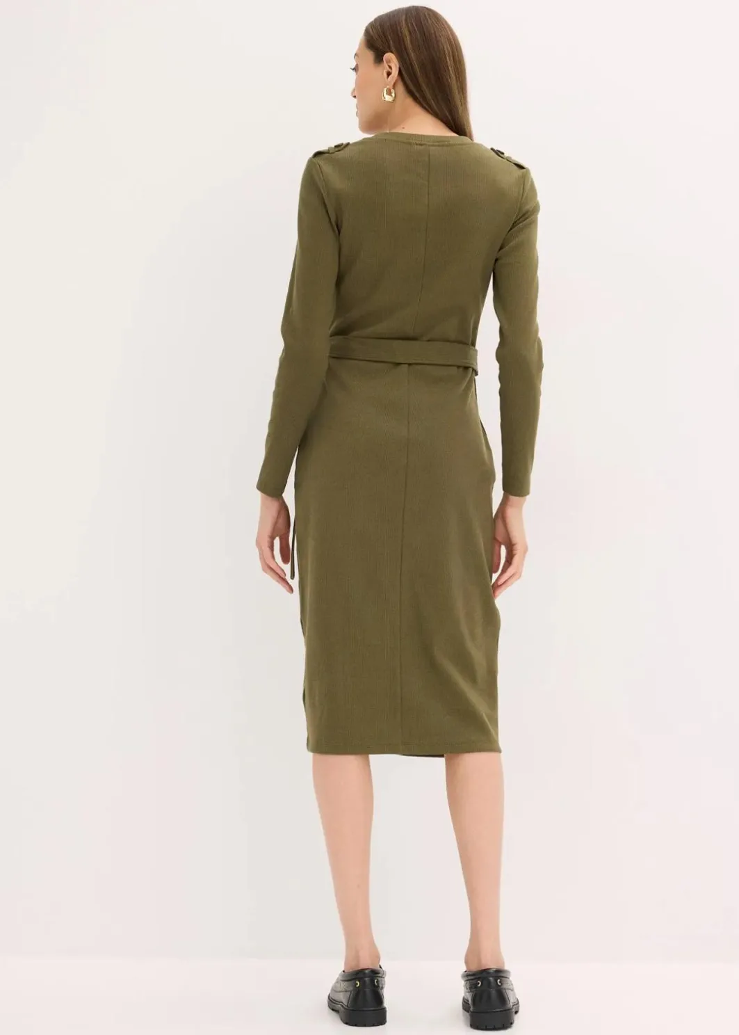 Damen bonprix Kleider|Nachhaltigere Materialien|Midikleid aus elastischem Baumwoll-Mix