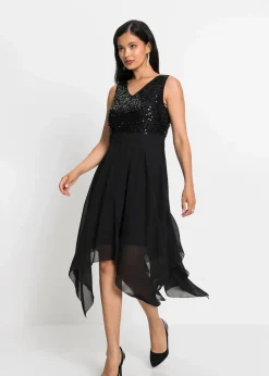 Discount Midikleid aus feinem Chiffon mit Pailletten Damen Kleider|Festliche Mode
