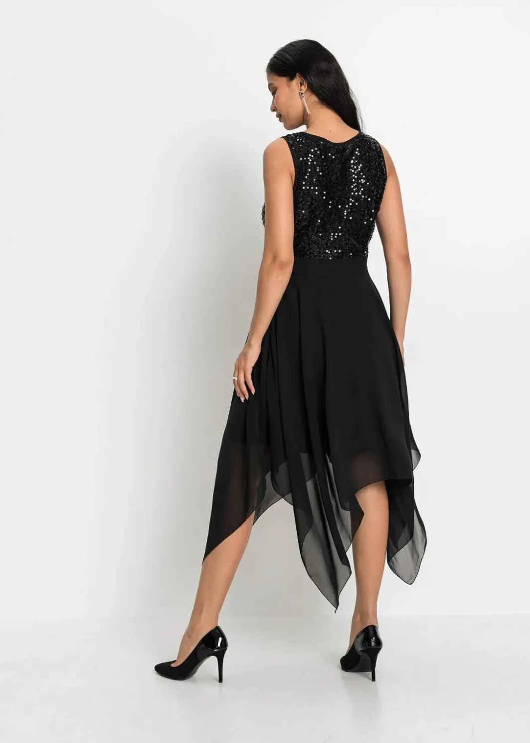 Discount Midikleid aus feinem Chiffon mit Pailletten Damen Kleider|Festliche Mode