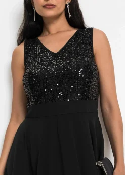 Discount Midikleid aus feinem Chiffon mit Pailletten Damen Kleider|Festliche Mode