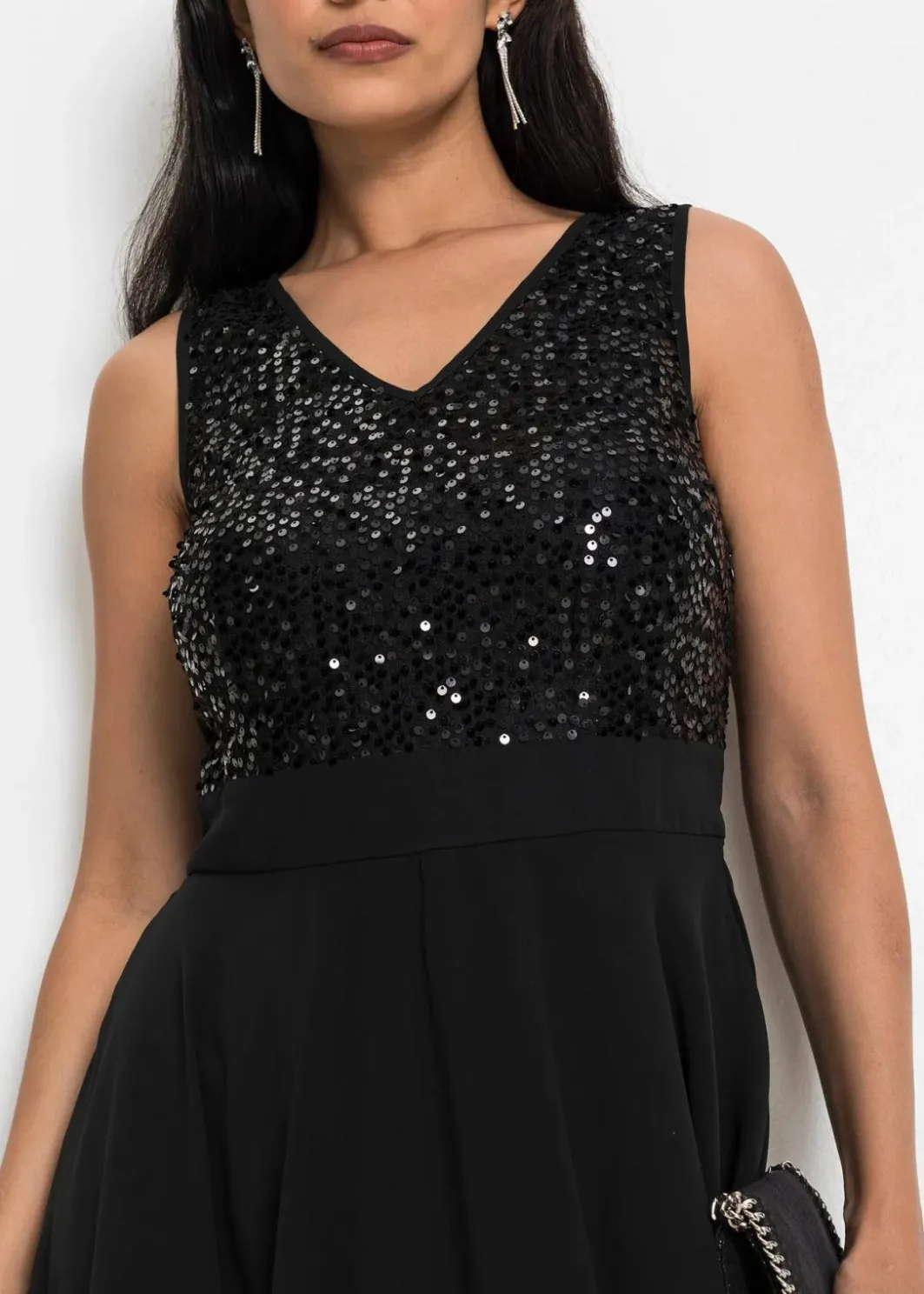 Discount Midikleid aus feinem Chiffon mit Pailletten Damen Kleider|Festliche Mode