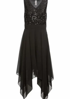 Midikleid aus feinem Chiffon mit Pailletten Damen Kurzgrößen|Bekleidung·Pullover & Strickjacken