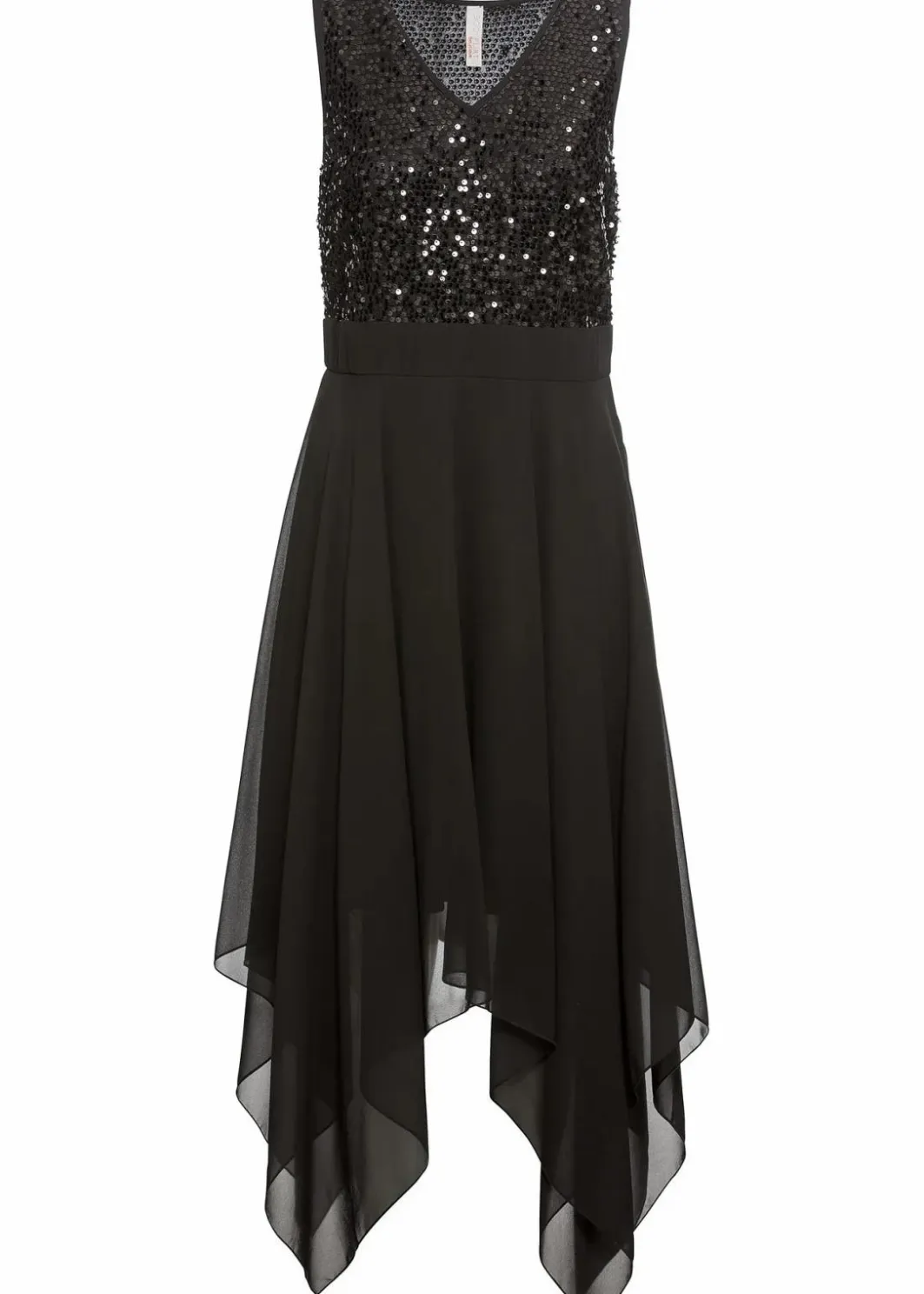 Midikleid aus feinem Chiffon mit Pailletten Damen Kurzgrößen|Bekleidung·Pullover & Strickjacken
