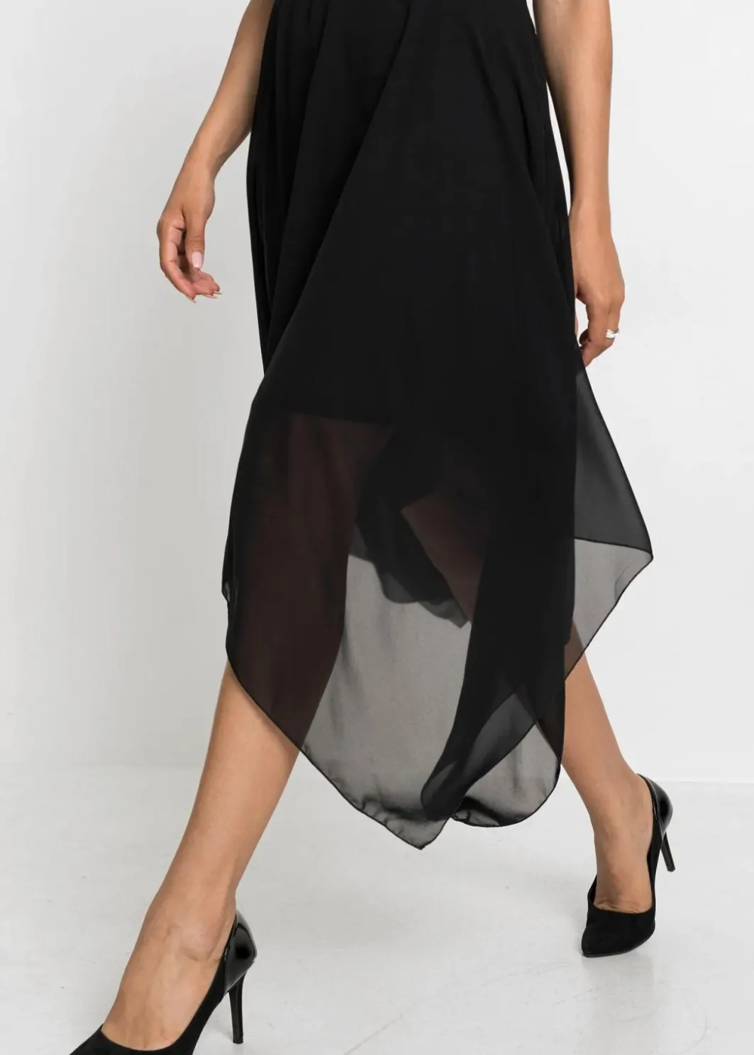 Midikleid aus feinem Chiffon mit Pailletten Damen Kurzgrößen|Bekleidung·Pullover & Strickjacken