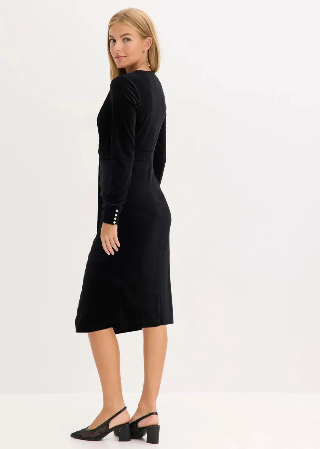 Damen bonprix Kleider|Midikleid aus fließendem Samt