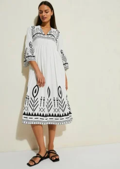 Midikleid aus fließender Viskose Damen Bekleidung·Pullover & Strickjacken|Kleider