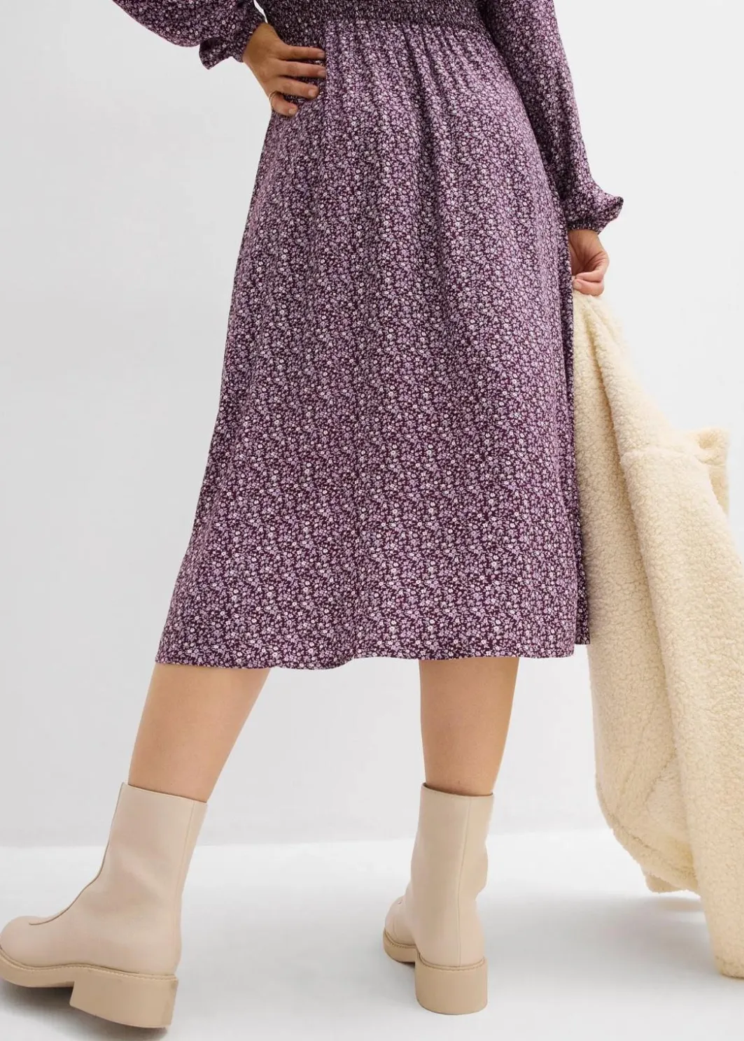 Damen bonprix Kleider|Bekleidung·Pullover & Strickjacken|Midikleid aus fließender Viskose
