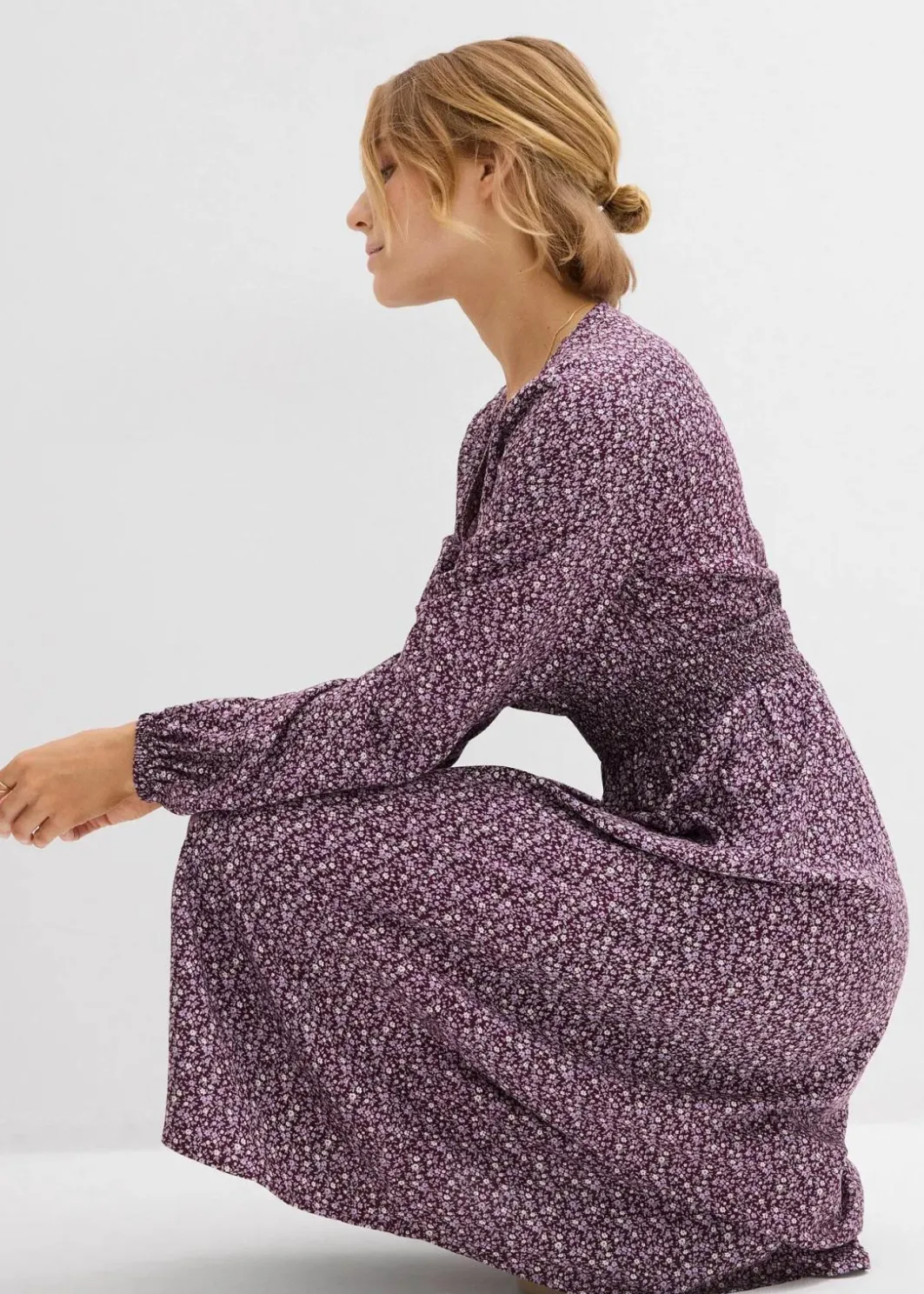 Damen bonprix Kleider|Bekleidung·Pullover & Strickjacken|Midikleid aus fließender Viskose