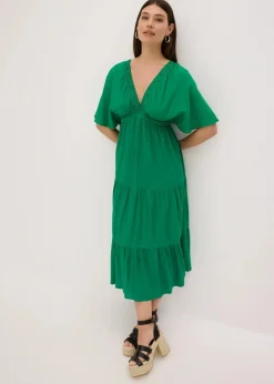 Damen bonprix Bekleidung·Pullover & Strickjacken|Kleider|Midikleid aus fließender Viskose