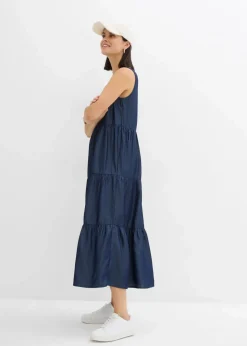 Damen bonprix Kleider|Bekleidung·Pullover & Strickjacken|Midikleid aus glattem Lyocell