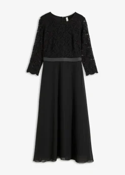 Damen bonprix Kleider|Festliche Mode|Midikleid aus leichtem Chiffon mit Spitzen-Oberteil