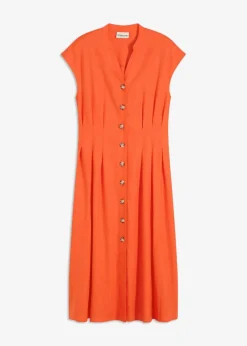 New Midikleid aus leichtem Leinen-Mix Damen Kleider|Bekleidung·Pullover & Strickjacken