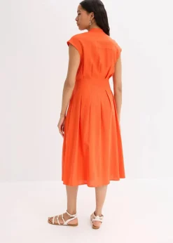 New Midikleid aus leichtem Leinen-Mix Damen Kleider|Bekleidung·Pullover & Strickjacken