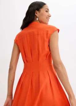 New Midikleid aus leichtem Leinen-Mix Damen Kleider|Bekleidung·Pullover & Strickjacken