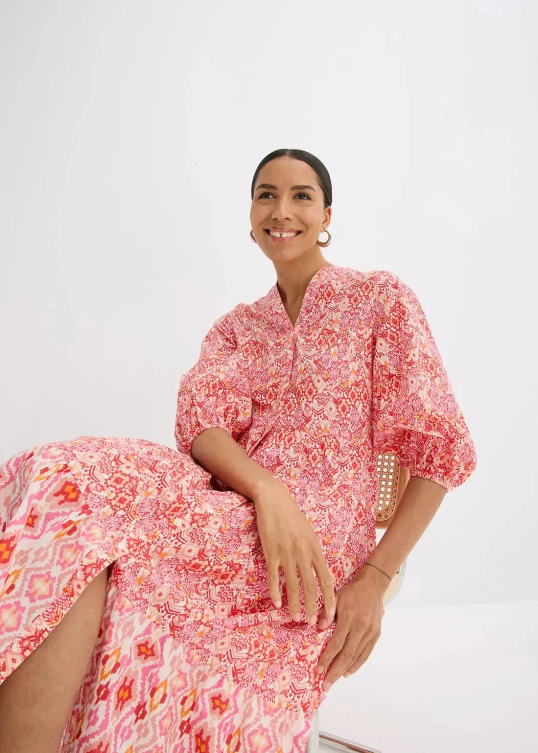 Damen bonprix Bekleidung·Pullover & Strickjacken|Kleider|Midikleid aus leichter Baumwolle