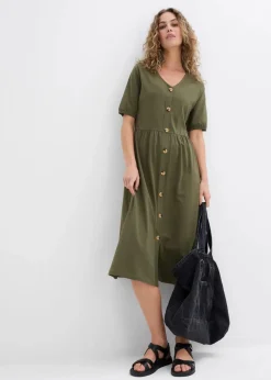 Damen bonprix Bekleidung·Pullover & Strickjacken|Kleider|Midikleid aus reiner Baumwolle