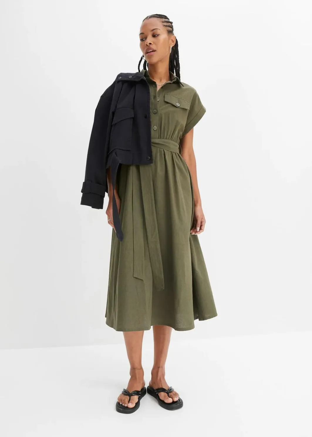 Outlet Midikleid aus reiner Baumwolle Damen Kleider|Bekleidung·Pullover & Strickjacken