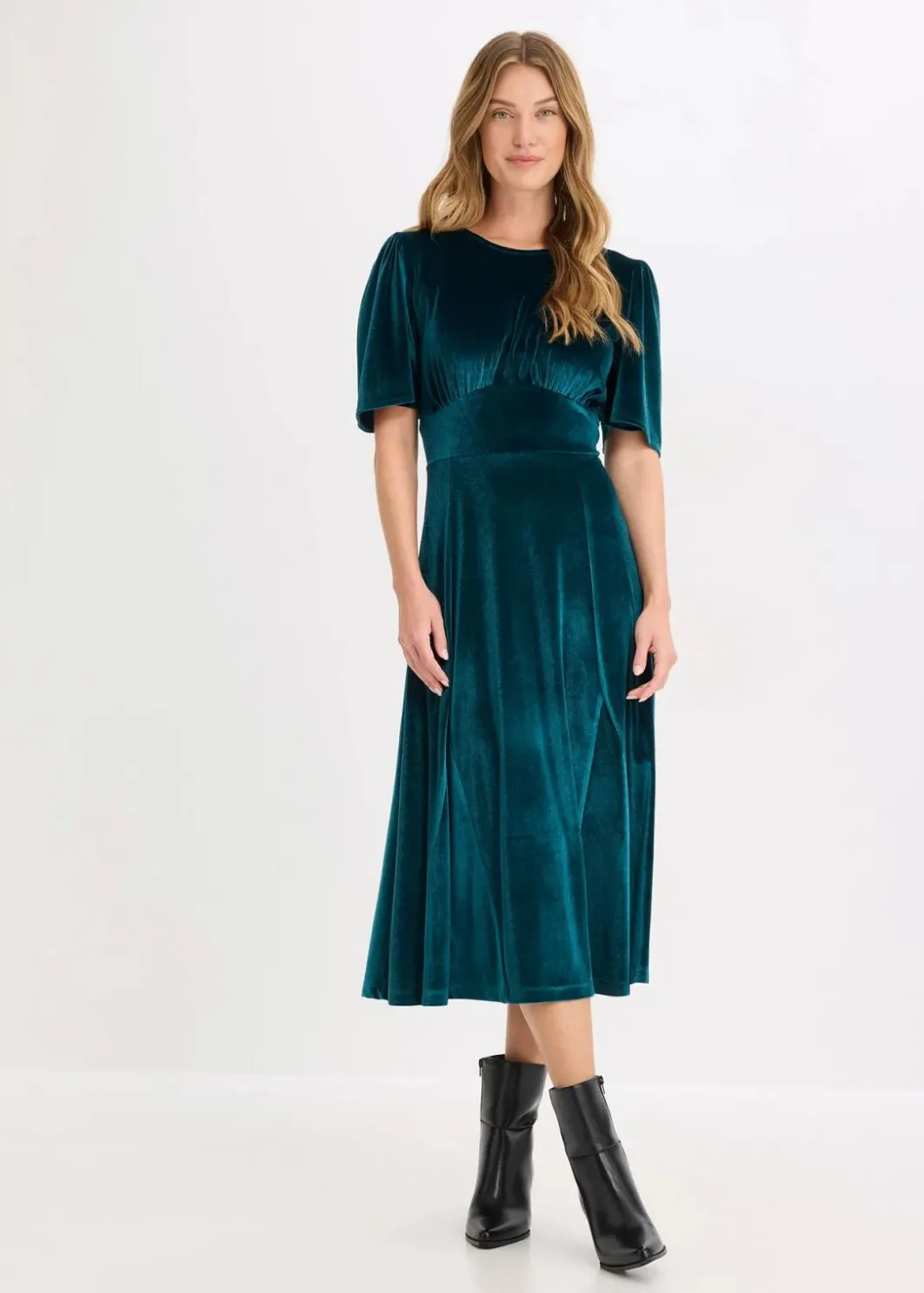 Damen bonprix Kleider|Midikleid aus softem Samt