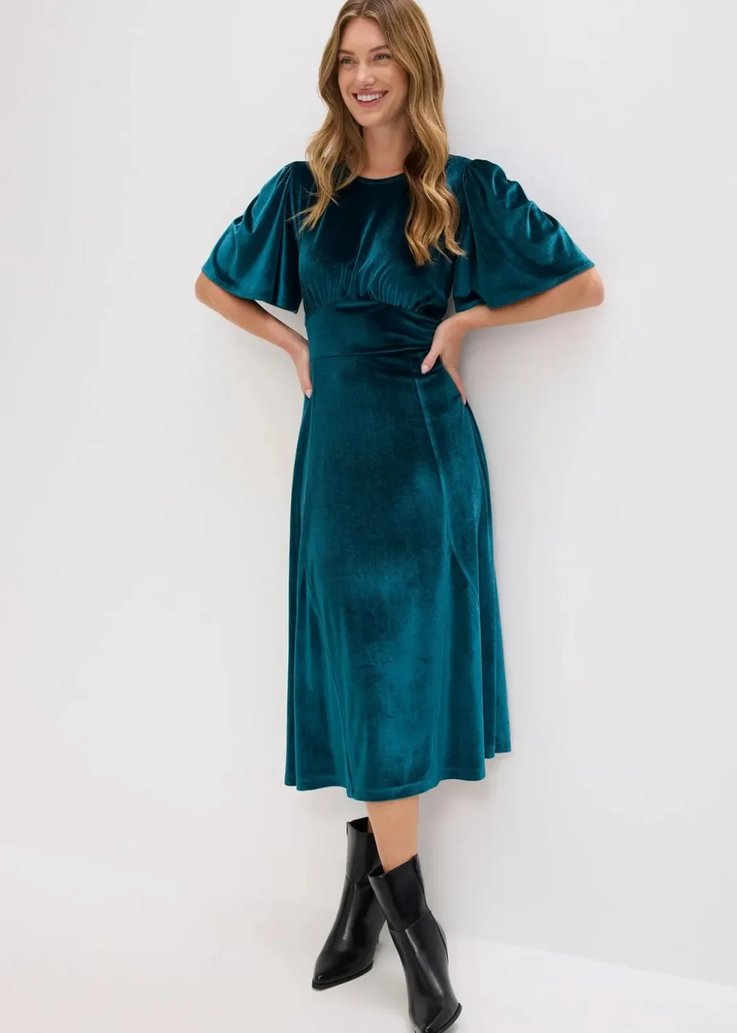 Damen bonprix Kleider|Midikleid aus softem Samt