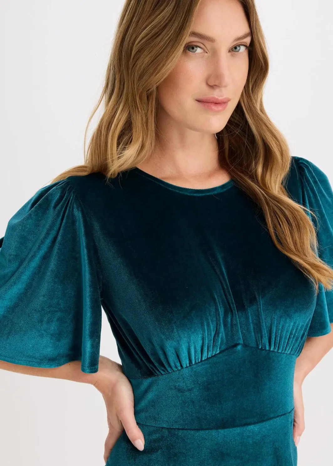 Damen bonprix Kleider|Midikleid aus softem Samt