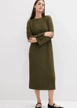 Damen bonprix Kleider|Bekleidung·Pullover & Strickjacken|Midikleid aus strukturiertem Crinkle