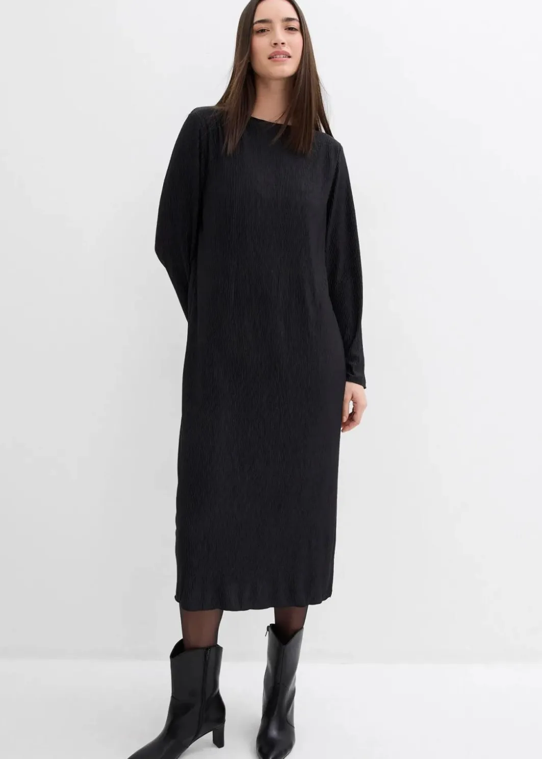 Damen bonprix Bekleidung·Pullover & Strickjacken|Kleider|Midikleid aus strukturiertem Crinkle