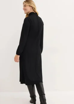 Damen bonprix Bekleidung·Pullover & Strickjacken|Nachhaltigere Materialien|Midikleid aus strukturiertem Crêpe