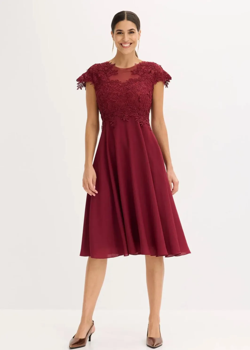 Clearance Midikleid aus zartem Tüll mit Spitze Damen Kleider|Festliche Mode