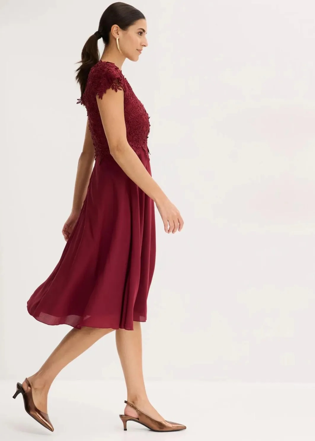 Clearance Midikleid aus zartem Tüll mit Spitze Damen Kleider|Festliche Mode