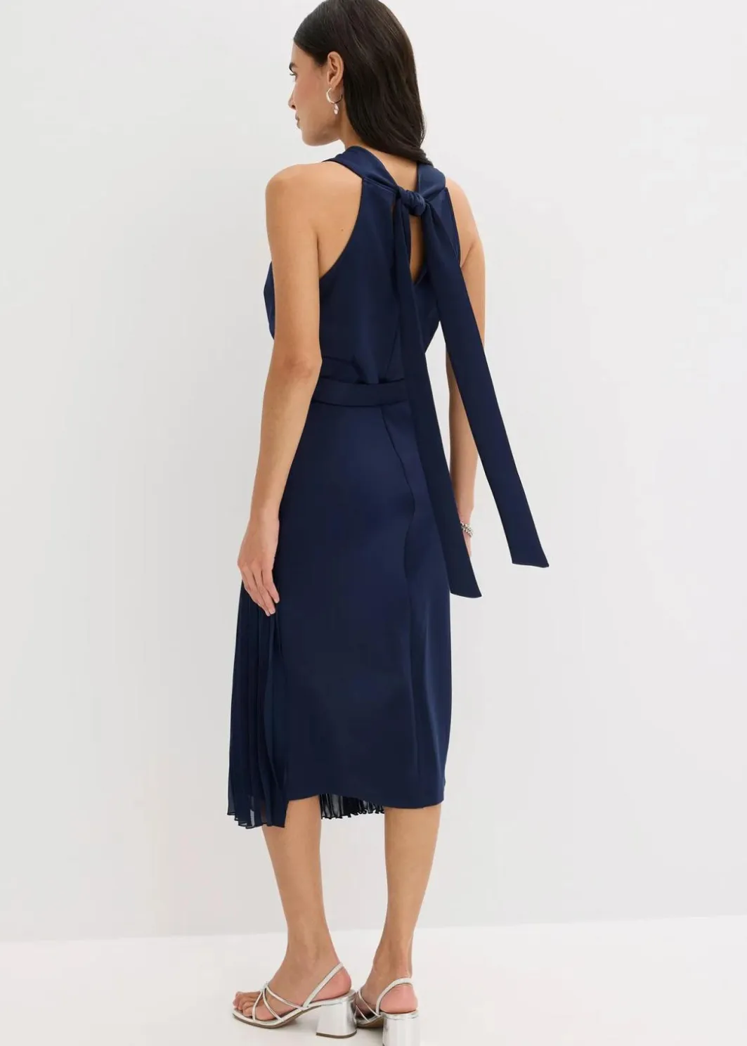 Discount Midikleid in Wickel-Optik mit Plissee-Einsatz Damen Bekleidung·Pullover & Strickjacken|Festliche Mode