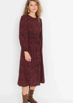 Damen bonprix Bekleidung·Pullover & Strickjacken|Nachhaltigere Materialien|Midikleid mit Blumenprint