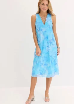 Damen bonprix Kleider|Midikleid mit Mesh und Glitzerschnürung