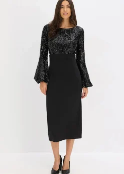 New Midikleid mit Pailletten Damen Bekleidung·Pullover & Strickjacken|Festliche Mode