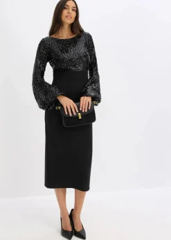 New Midikleid mit Pailletten Damen Bekleidung·Pullover & Strickjacken|Festliche Mode