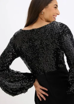 New Midikleid mit Pailletten Damen Bekleidung·Pullover & Strickjacken|Festliche Mode