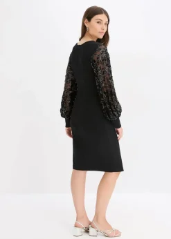 Outlet Midikleid mit Paillettenstickerei an den Ärmel Damen Bekleidung·Pullover & Strickjacken|Festliche Mode