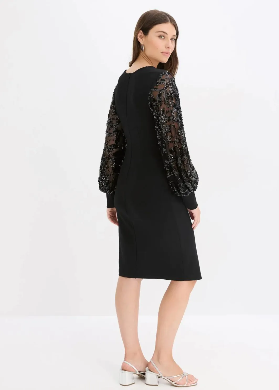 Outlet Midikleid mit Paillettenstickerei an den Ärmel Damen Bekleidung·Pullover & Strickjacken|Festliche Mode