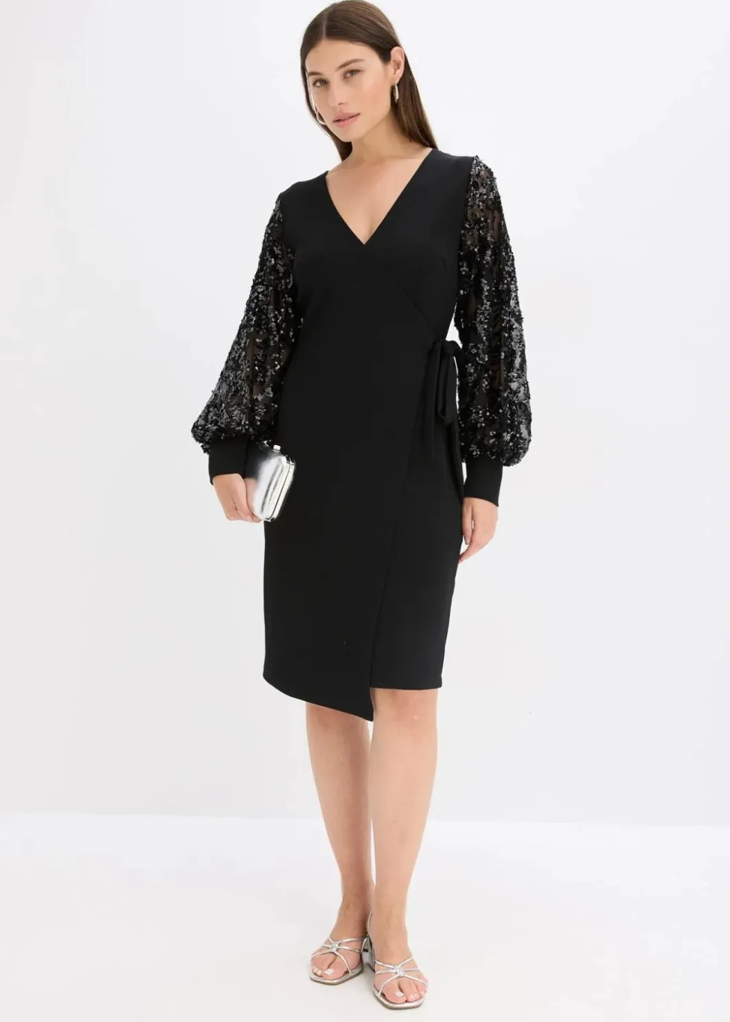 Outlet Midikleid mit Paillettenstickerei an den Ärmel Damen Bekleidung·Pullover & Strickjacken|Festliche Mode