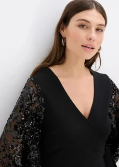 Outlet Midikleid mit Paillettenstickerei an den Ärmel Damen Bekleidung·Pullover & Strickjacken|Festliche Mode