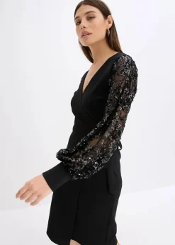 Outlet Midikleid mit Paillettenstickerei an den Ärmel Damen Bekleidung·Pullover & Strickjacken|Festliche Mode