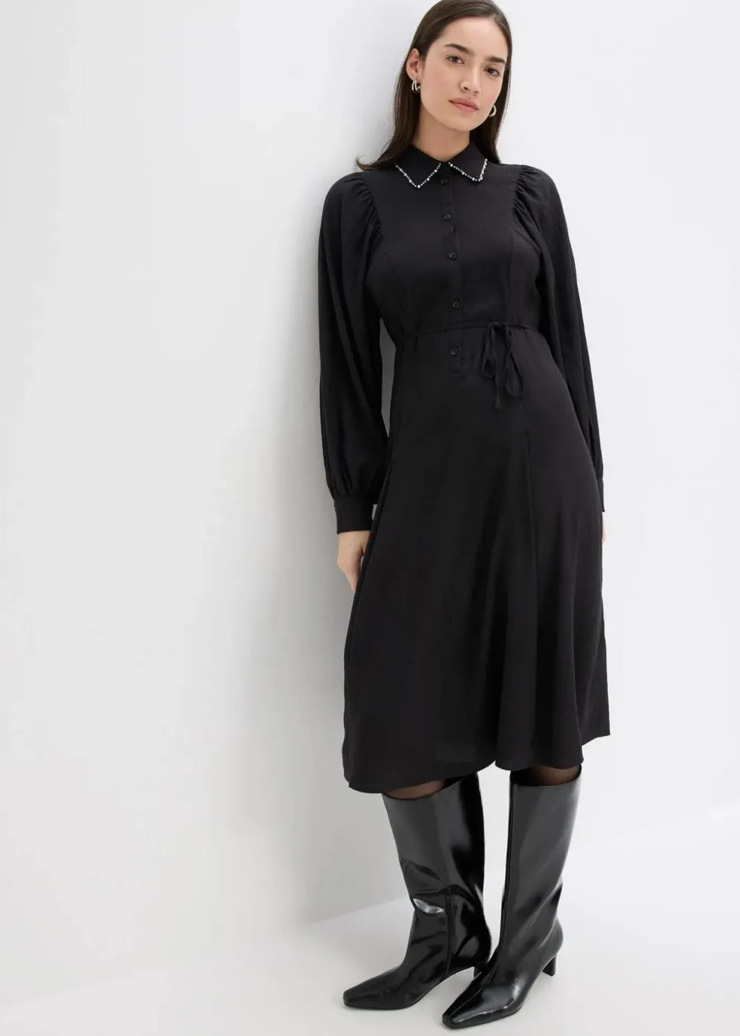 Damen bonprix Bekleidung·Pullover & Strickjacken|Kleider|Midikleid mit Perlen Applikation