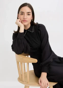 Damen bonprix Bekleidung·Pullover & Strickjacken|Kleider|Midikleid mit Perlen Applikation