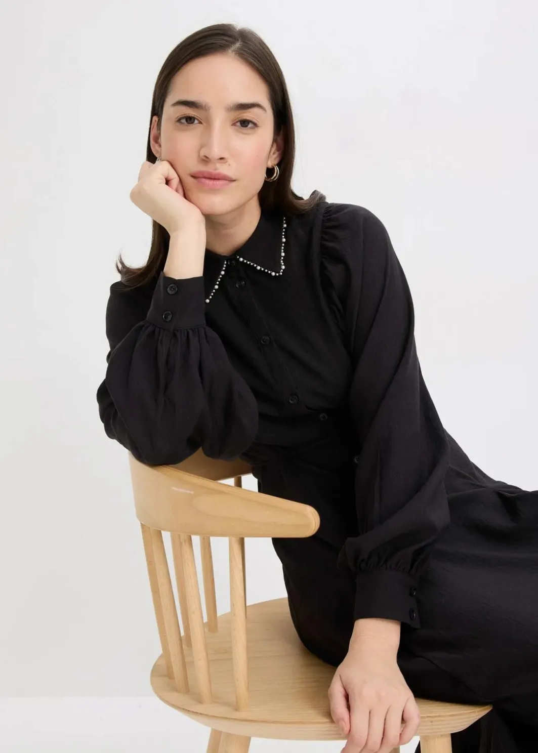 Damen bonprix Bekleidung·Pullover & Strickjacken|Kleider|Midikleid mit Perlen Applikation