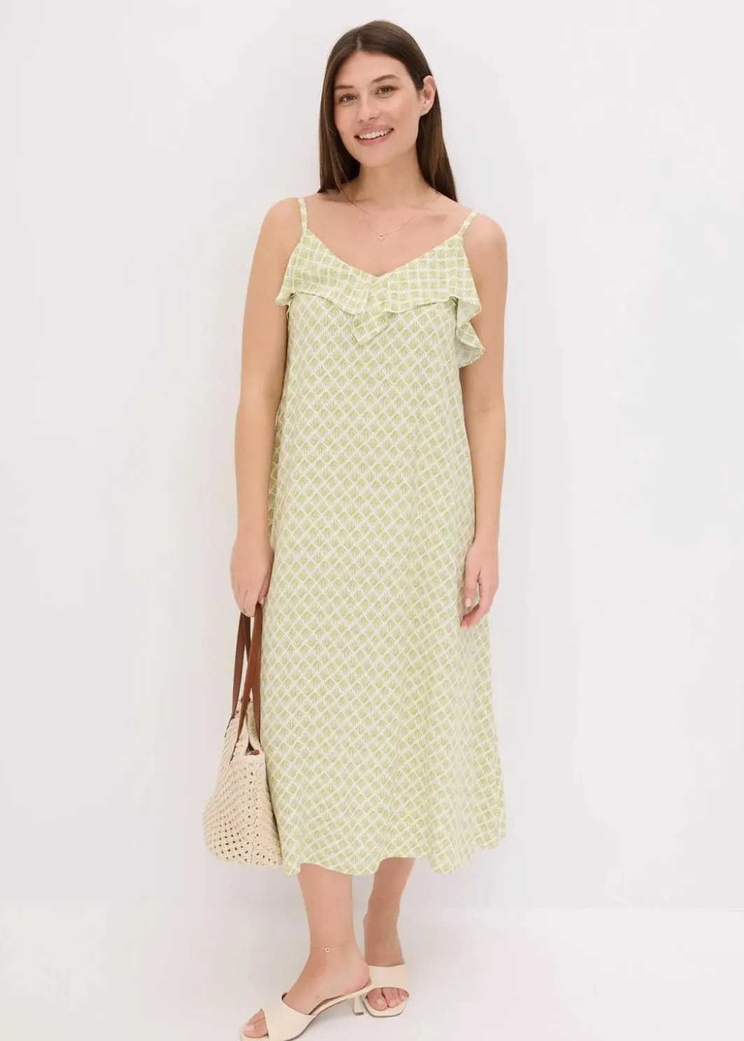Clearance Midikleid mit Rüsche Damen Bekleidung·Pullover & Strickjacken|Kleider