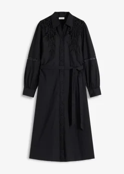 Sale Midikleid mit Spitzeneinsatz aus Baumwolle Damen Kleider