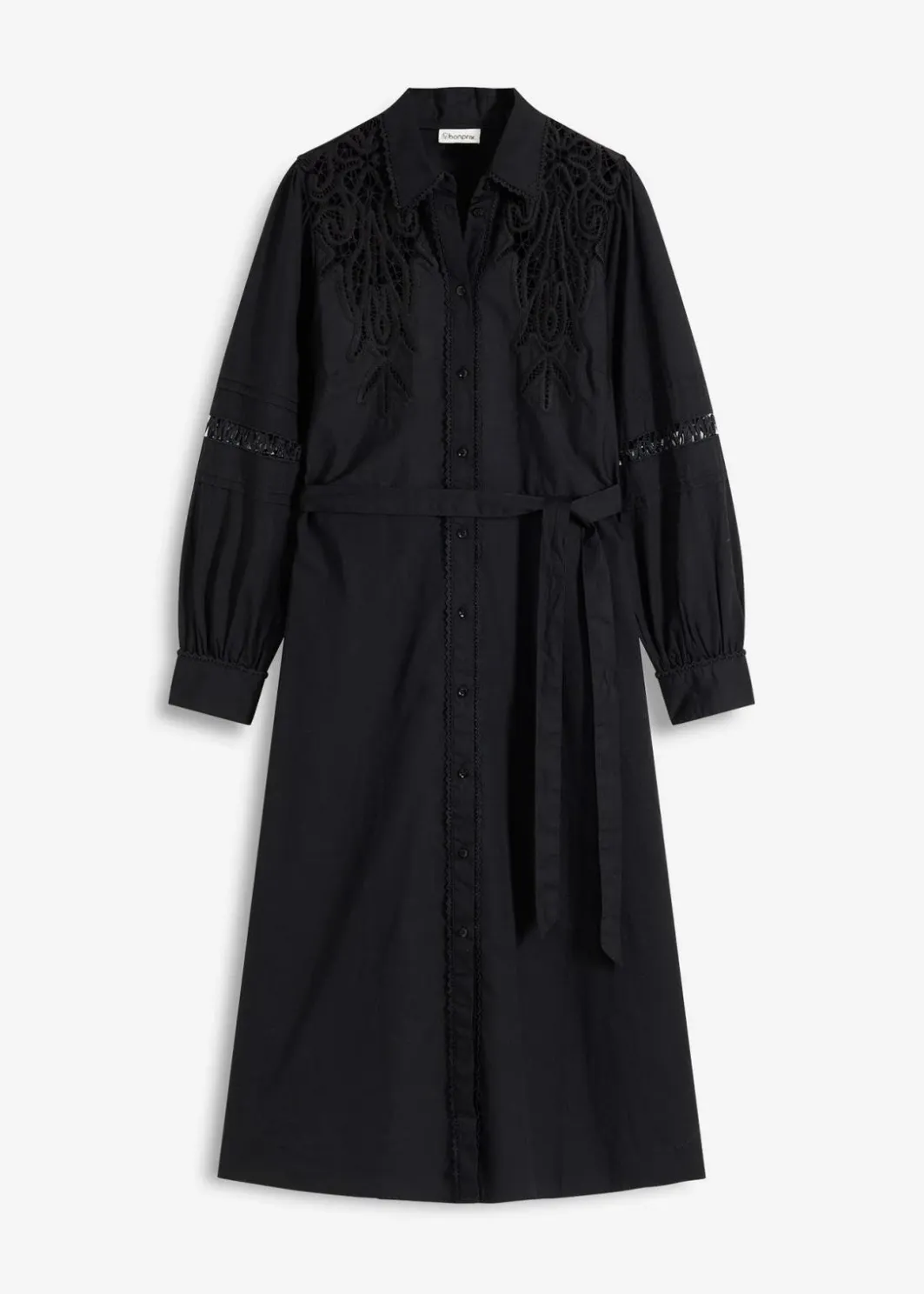 Sale Midikleid mit Spitzeneinsatz aus Baumwolle Damen Kleider