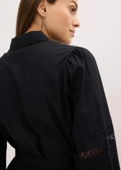 Sale Midikleid mit Spitzeneinsatz aus Baumwolle Damen Kleider