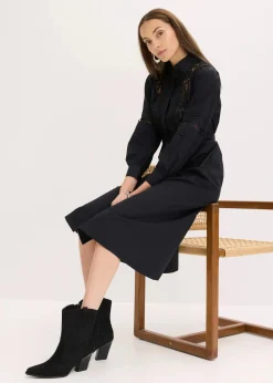 Sale Midikleid mit Spitzeneinsatz aus Baumwolle Damen Kleider