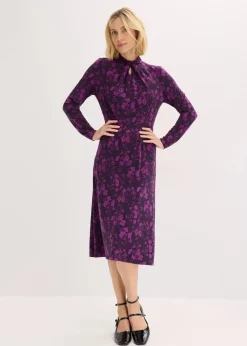 Damen bonprix Kleider|Bekleidung·Pullover & Strickjacken|Midikleid mit Stehkragen