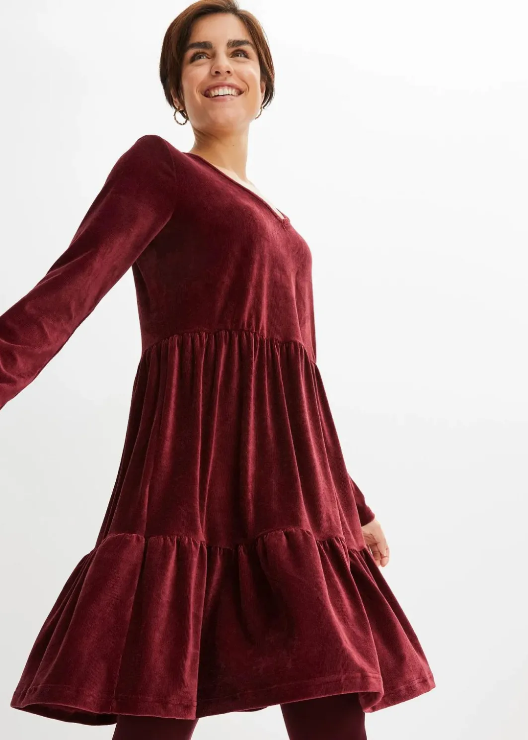 Damen bonprix Kleider|Bekleidung·Pullover & Strickjacken|Minikleid aus elastischen Samt